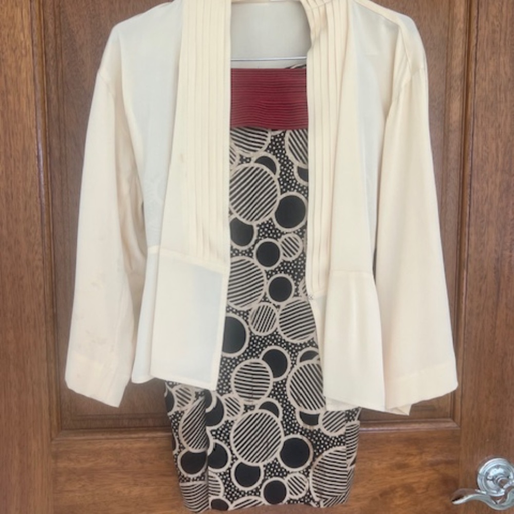 VINTAGE ANNE KLEIN ASIAN-INSPIRE SKIRT AND BLOUSE